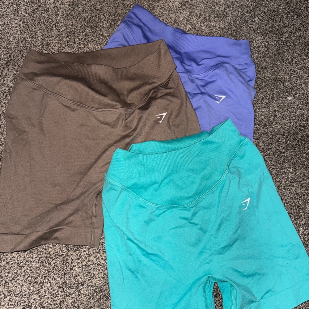 Gymshark Active Shorts Trio - Brown, Purple, Teal